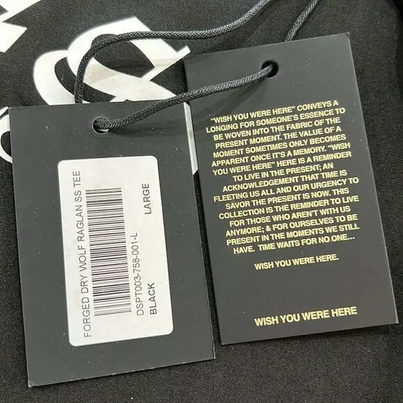 Darc Sport “FORGED” Black Raglan Wolf Graphic Tee L NWT Streetwear Premium Fit